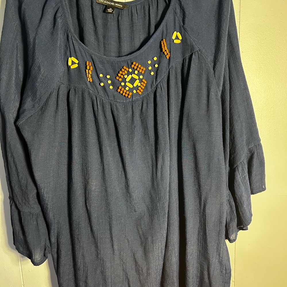 Navy Blue Embroidered size 2X Women's Top